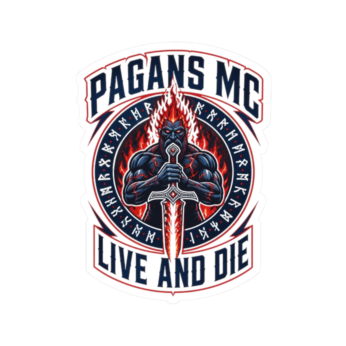 Pagans MC "Pagans MC - Live and Die" Sticker - alternate angle 1, merchandise