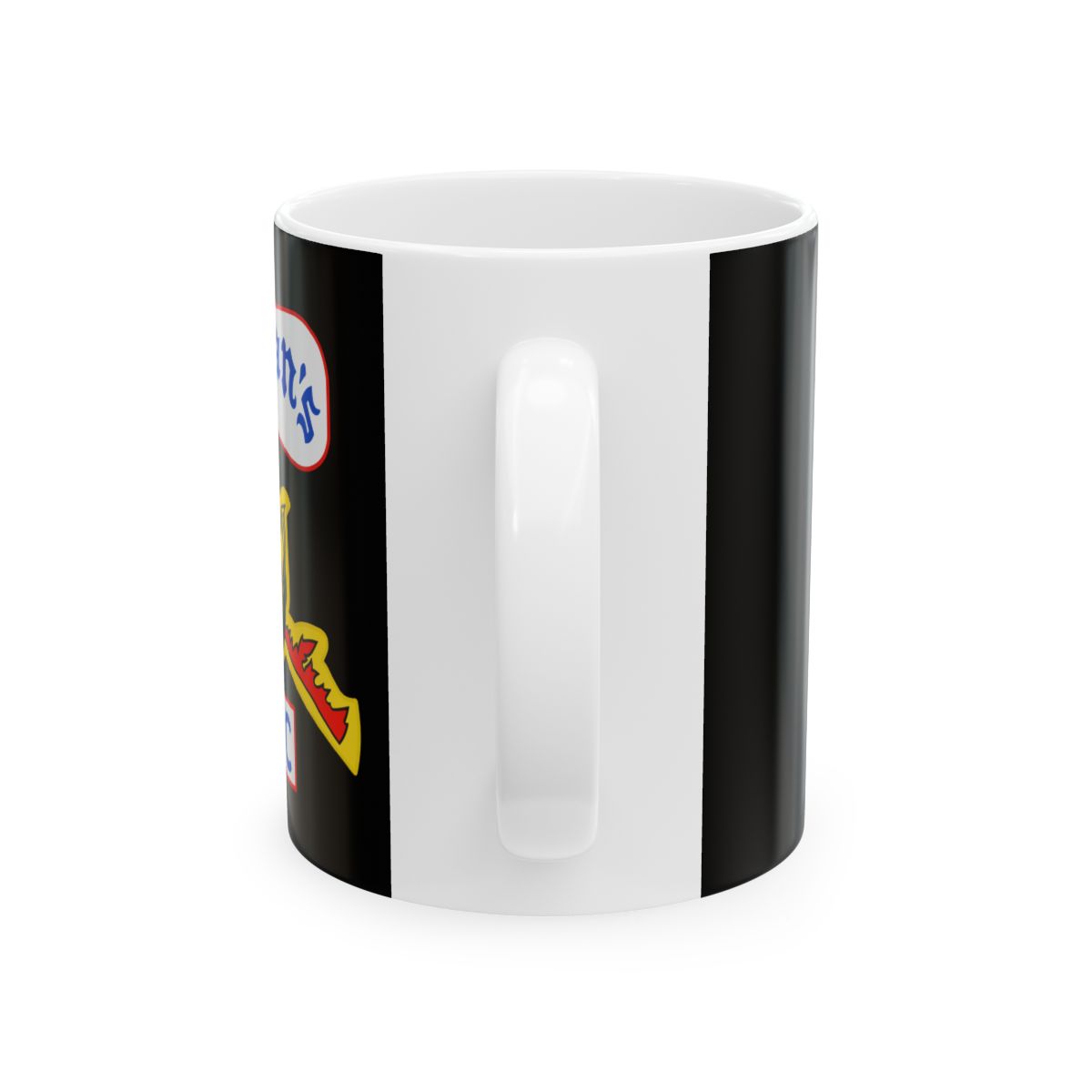 Retro Donut Coffee Illustration Mug | Black Ceramic | Pagans MC - alternate angle 2, merchandise
