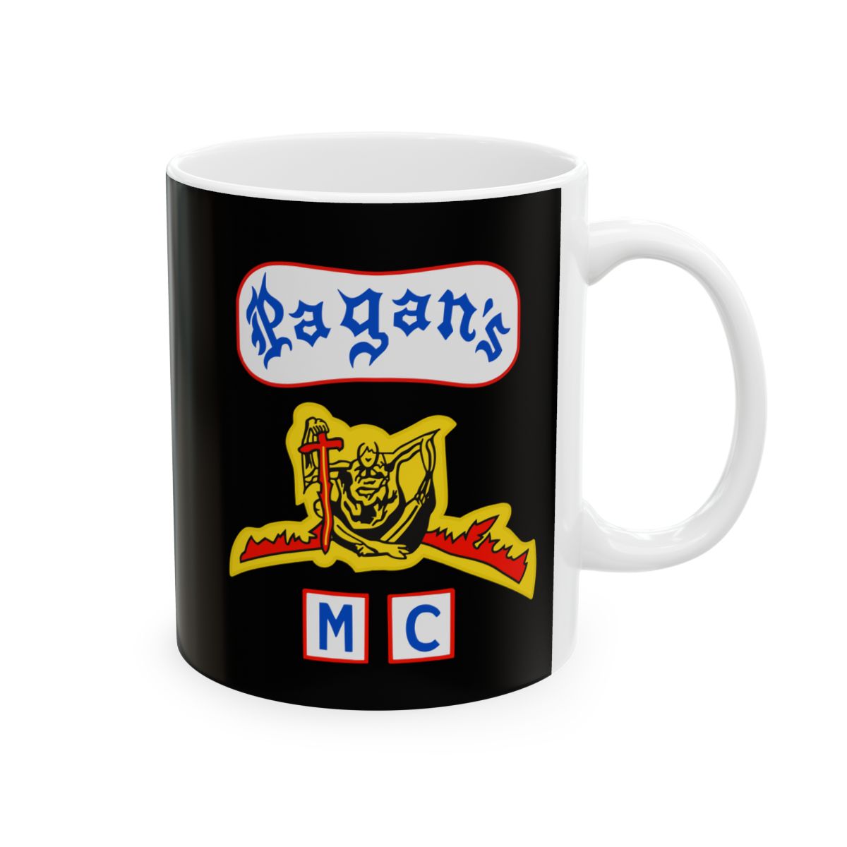 Retro Donut Coffee Illustration Mug | Black Ceramic | Pagans MC
