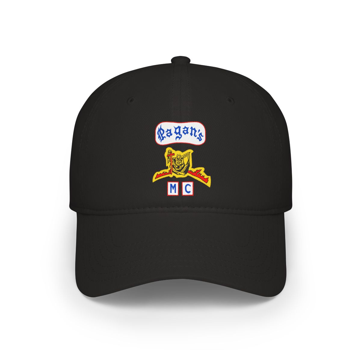 Ragans Tiger Patch Cap | Embroidered MC Logo, Black Baseball Hat | Pagans MC